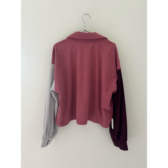 NWT Simply Southern Color Block Corduroy Style Crop Top Long Sleeve Size XL - Picture 5 of 8